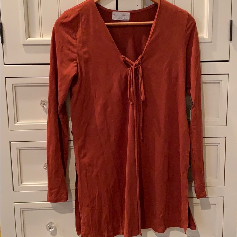 rust colored suede mini dress